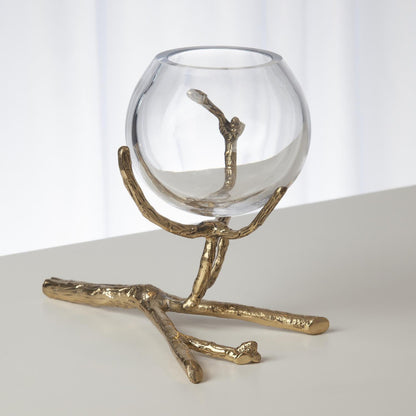 Global Views Twig Vase Holder Brass 9.92656