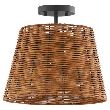 Quorum  3 Light Wicker Semi Flush Mount - Matte Black 2893-13-59