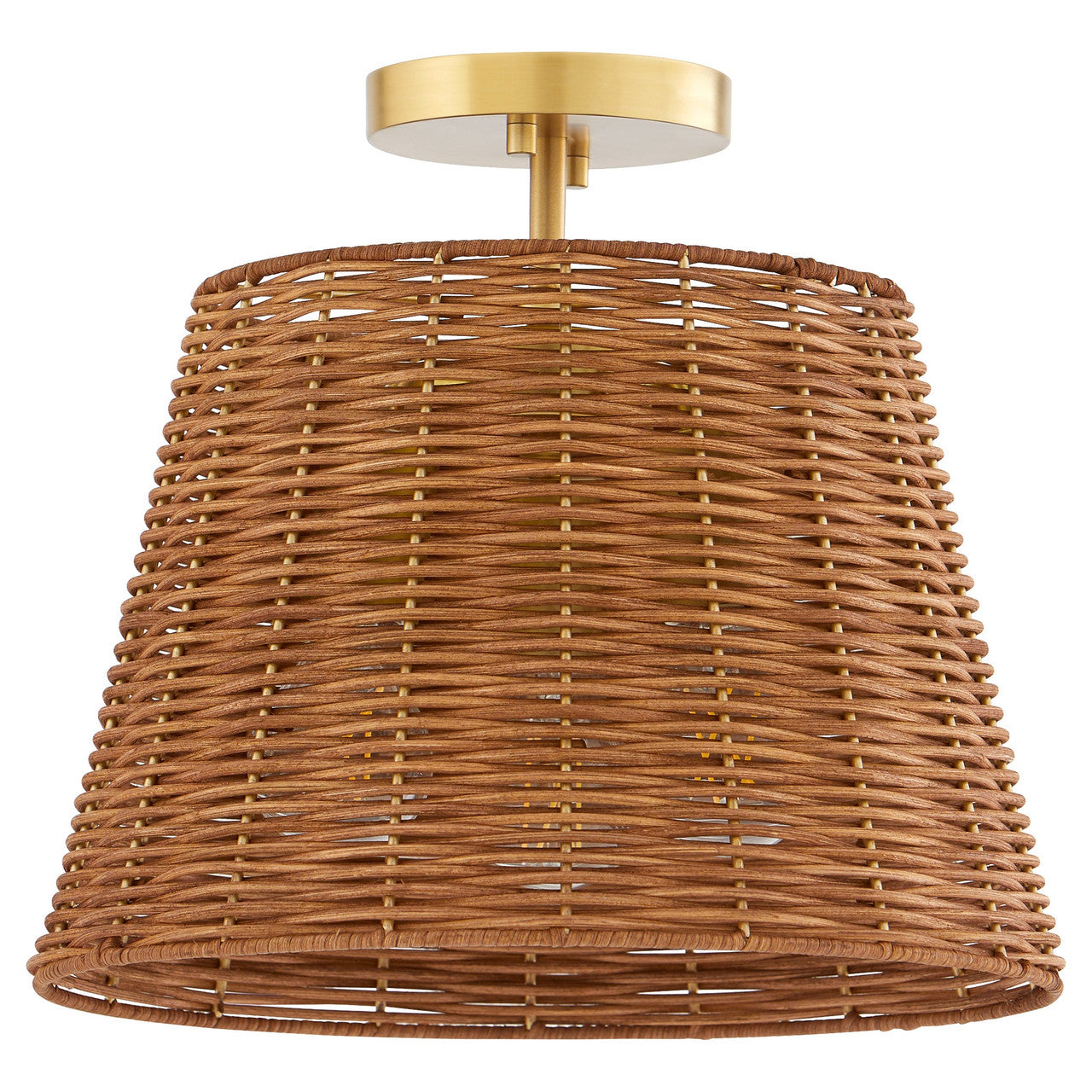 Quorum  3 Light Wicker Semi Flush Mount - Aged Brass 2893-13-80