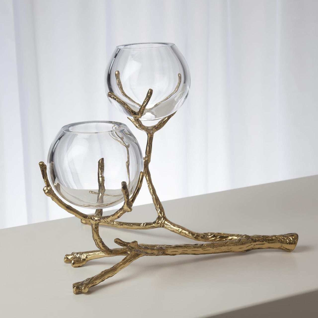 Global Views Twig 2 Vase Holder Brass 9.92655