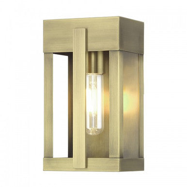 Livex Lighting Berksford 1 Light Antique Brass Small Outdoor Wall Lantern with Clear Glass 28961-01