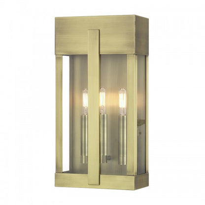 Livex Lighting Berksford 2 Light Antique Brass Large Outdoor Wall Lantern with Clear Glass 28963-01