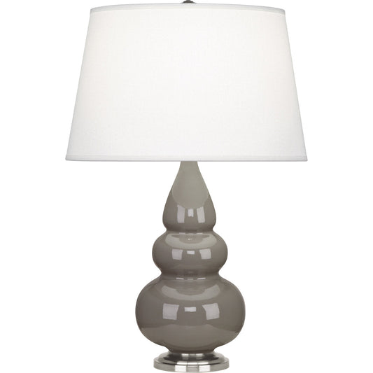 Robert Abbey  Smokey Taupe Small Triple Gourd Accent Lamp in Smoky Taupe Glazed Ceramic with Antique Silver Finished Accents 289X