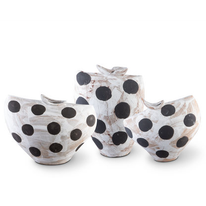 Currey & Co. Dots Medium White & Black Bowl 1200-0709