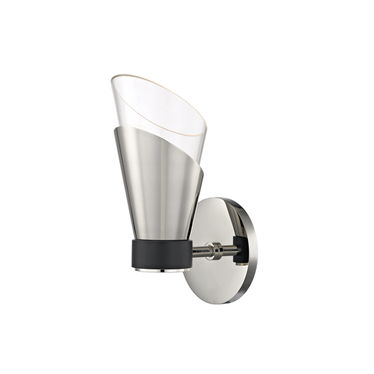 Mitzi 1 Light Wall Sconce in Polished Nickel/Black H130101-PN/BK