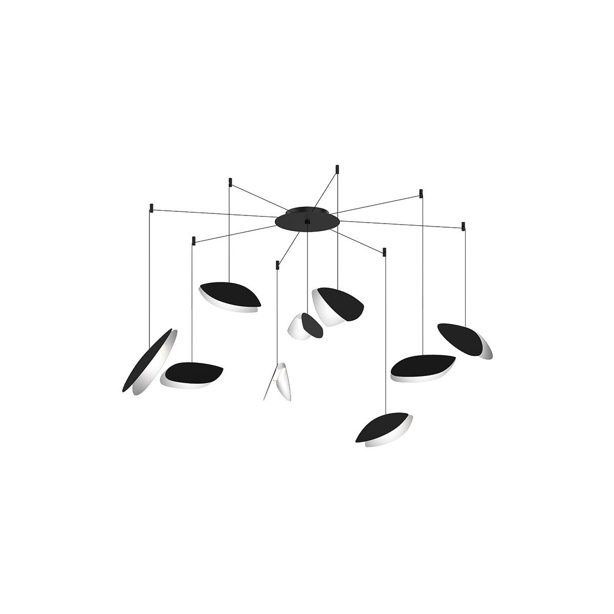 Sonneman Lighting Papillons 9-Light Swag LED Pendant in Satin Black 2905.25K