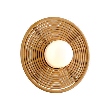 Corbett Lighting Hula Hoop Wall Sconce in Natural Rattan Stainless Steel 291-11-SS