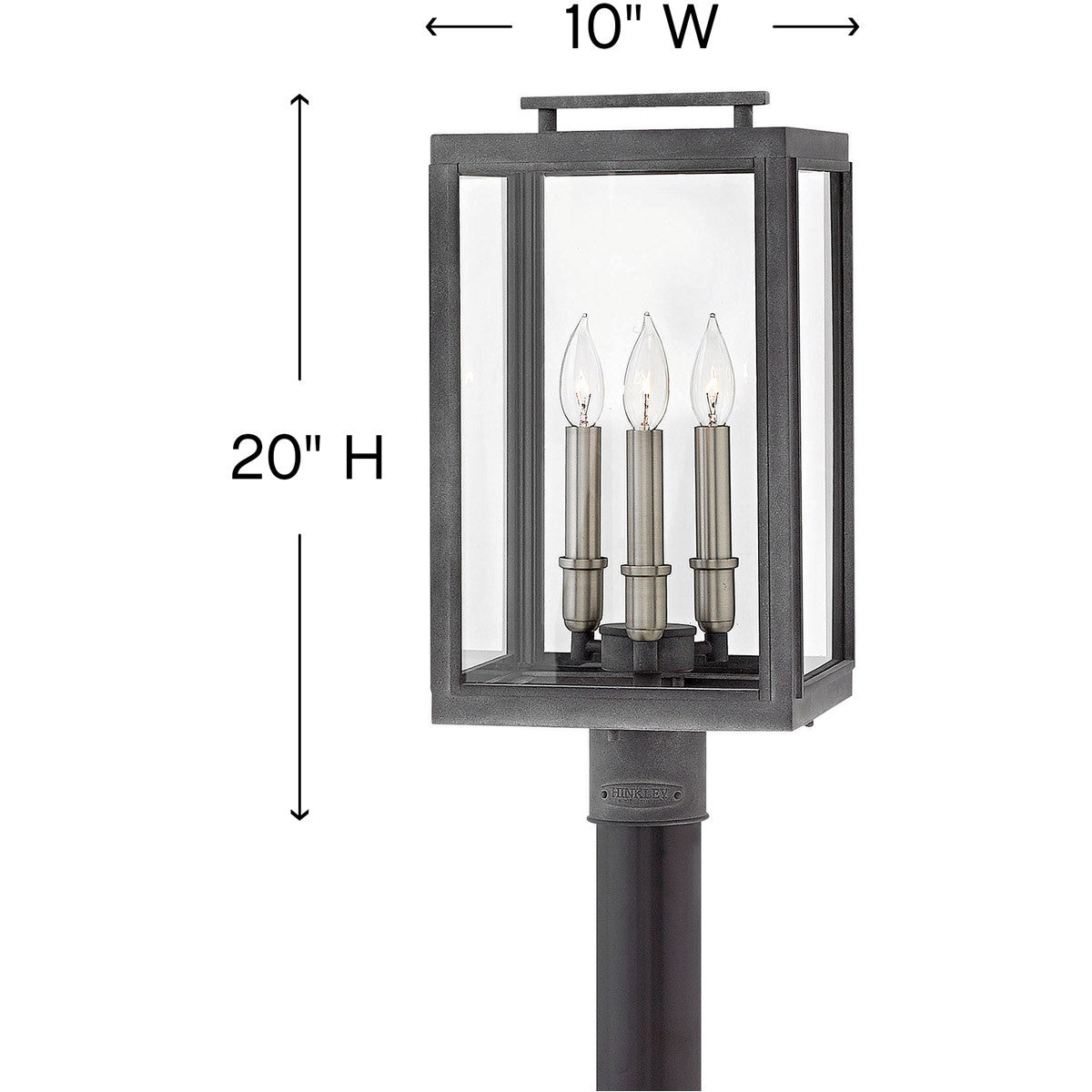 Hinkley Lighting Sutcliffe Large Post Top or Pier Mount Lantern Aged Zinc 2911DZ