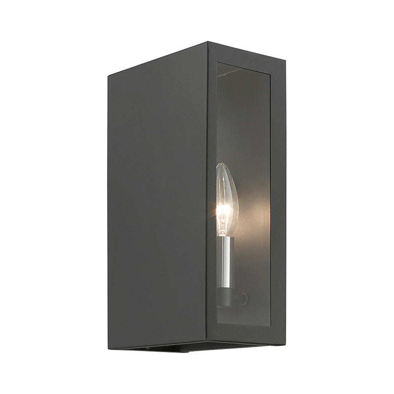 Livex Lighting Winfield Collection  2 Light Textured Black with Brushed Nickel Candles Outdoor ADA Medium Sconce in Textured Black with Brushed Nickel Candles 29122-14