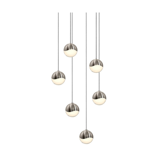 Sonneman Lighting Grapes 6-Light Round Small LED Pendant in Satin Nickel 2915.13-SML