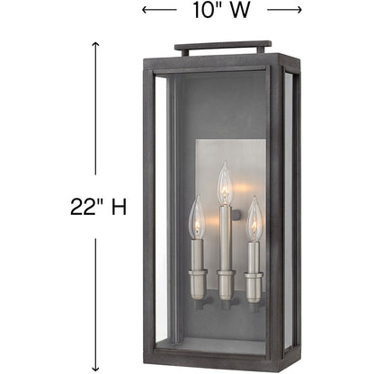 Hinkley Lighting Sutcliffe Large Wall Mount Lantern Aged Zinc 2915DZ