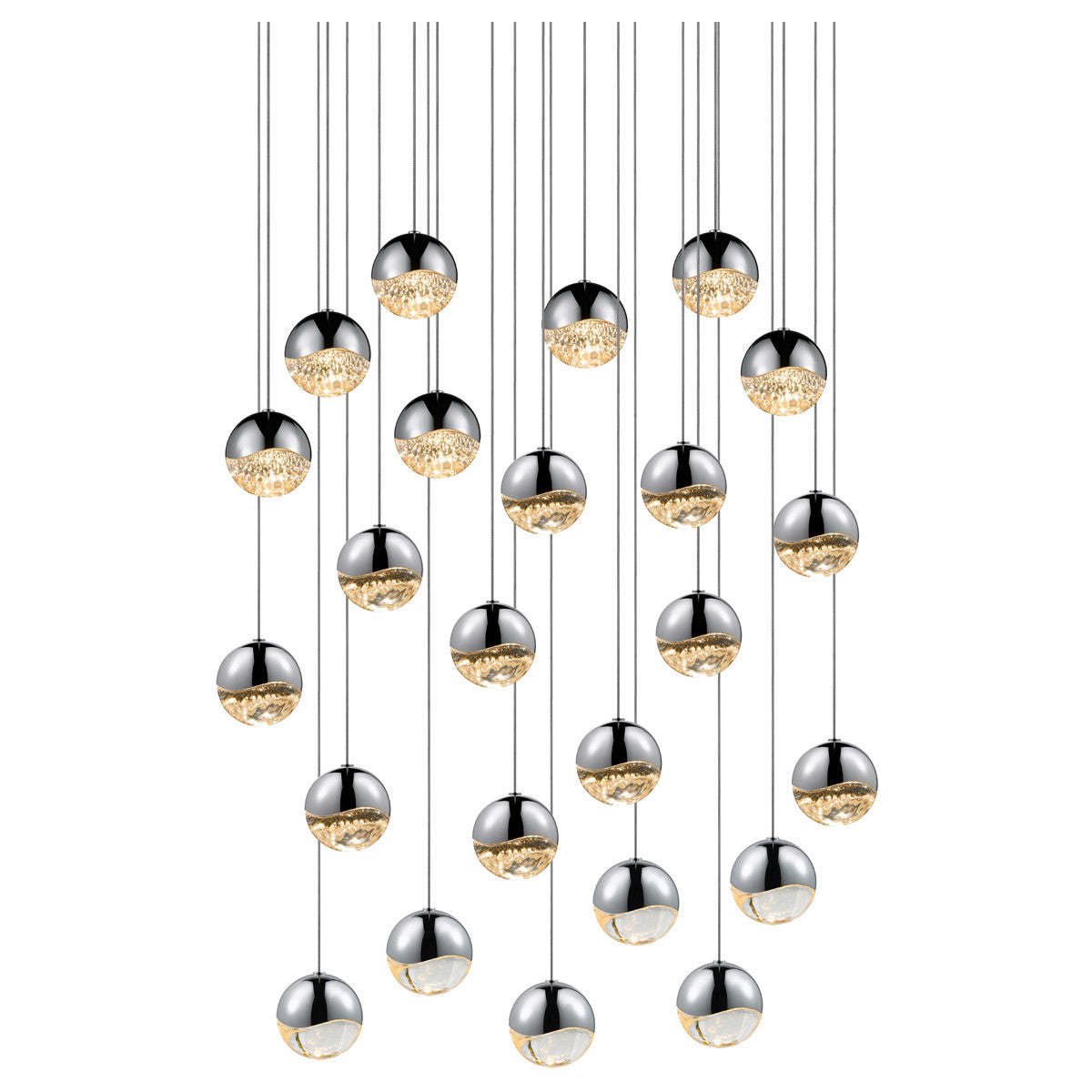 Sonneman Lighting Grapes 24-Light Round Medium LED Pendant in Polished Chrome 2918.01-MED