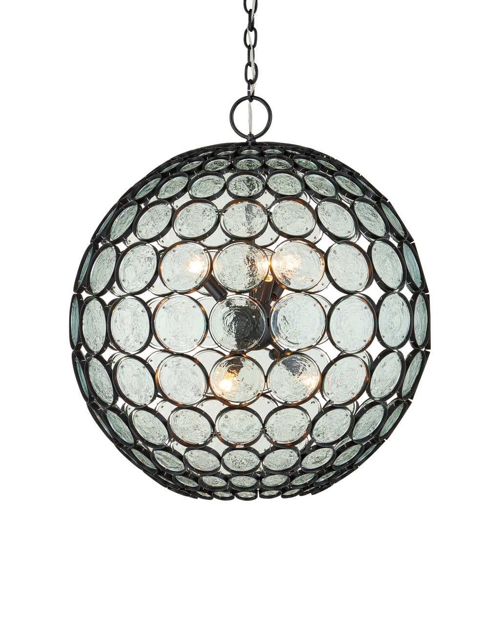 Currey & Co Etude Orb Chandelier in Satin Black/Clear 9000-1201