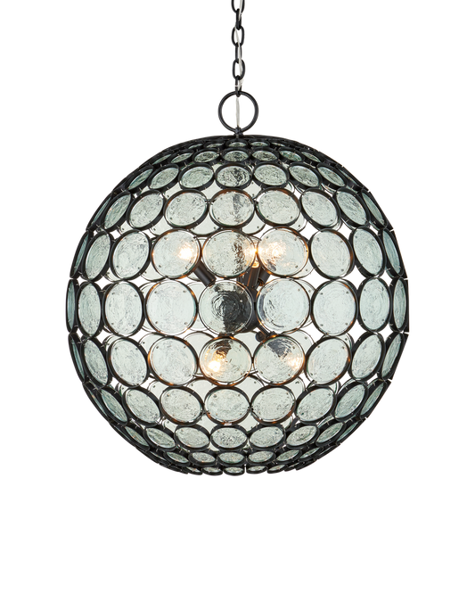 Currey & Co Etude Orb Chandelier in Satin Black/Clear 9000-1201