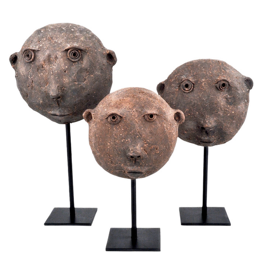 Currey & Co. Antique Terracotta Masks Set of 3 1200-0726