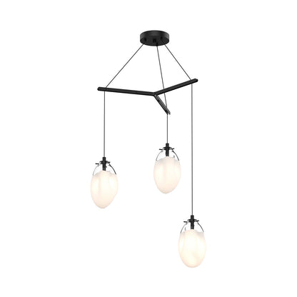 Sonneman Lighting Liquid 3-Light Tri-Spreader LED Pendant in Satin Black 2975.25W