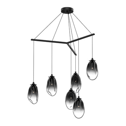 Sonneman Lighting Liquid 6-Light Tri-Spreader LED Pendant in Satin Black 2976.25K