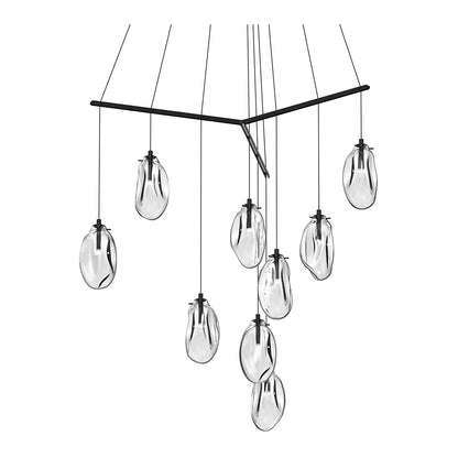 Sonneman Lighting Liquid 9-Light Tri-Spreader LED Pendant in Satin Black 2977.25C