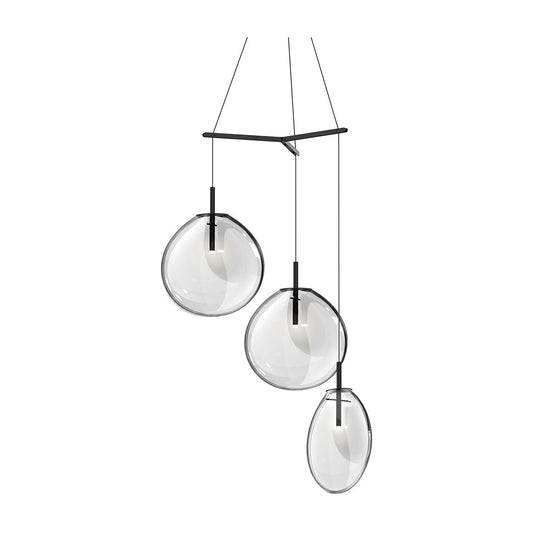 Sonneman Lighting Cantina Large 3-Light Tri-Spreader LED Pendant in Satin Black 2995.25C-LRG