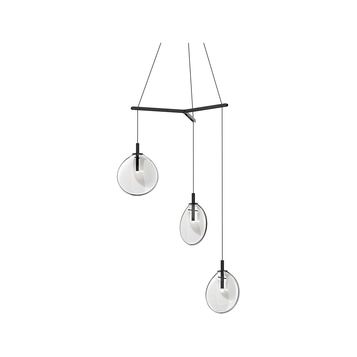 Sonneman Lighting Cantina Small 3-Light Tri-Spreader LED Pendant in Satin Black 2995.25C-SML