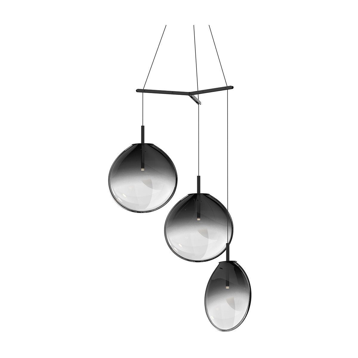 Sonneman Lighting Cantina Large 3-Light Tri-Spreader LED Pendant in Satin Black 2995.25K-LRG