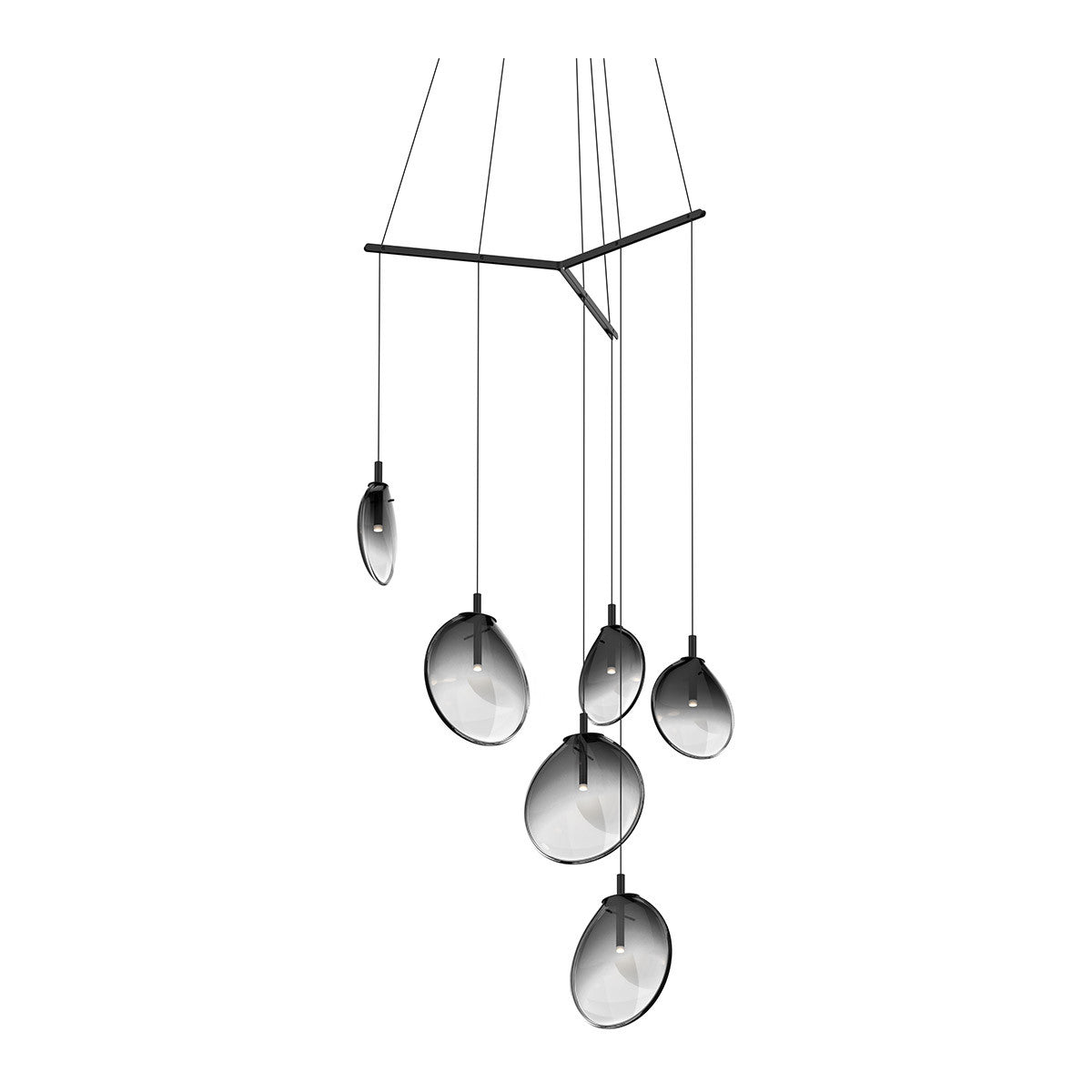 Sonneman Lighting Cantina 6-Light Tri-Spreader LED Pendant in Satin Black 2996.25K