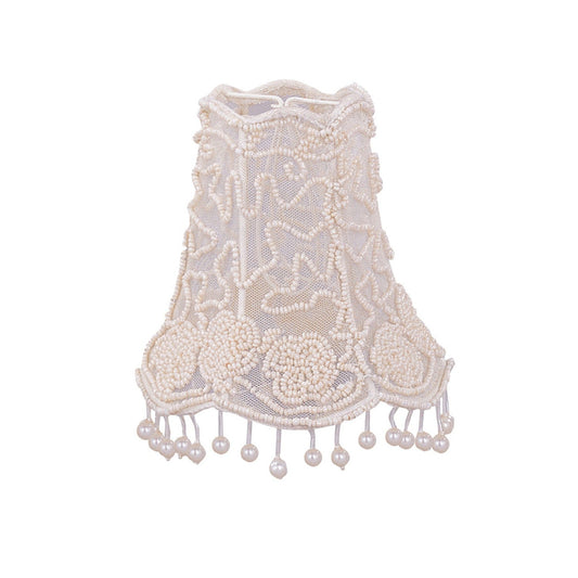 Crystorama Crystorama 5" Pearl Beaded Shade w/ Dangling Pearls Cream Mini Shade 2SH