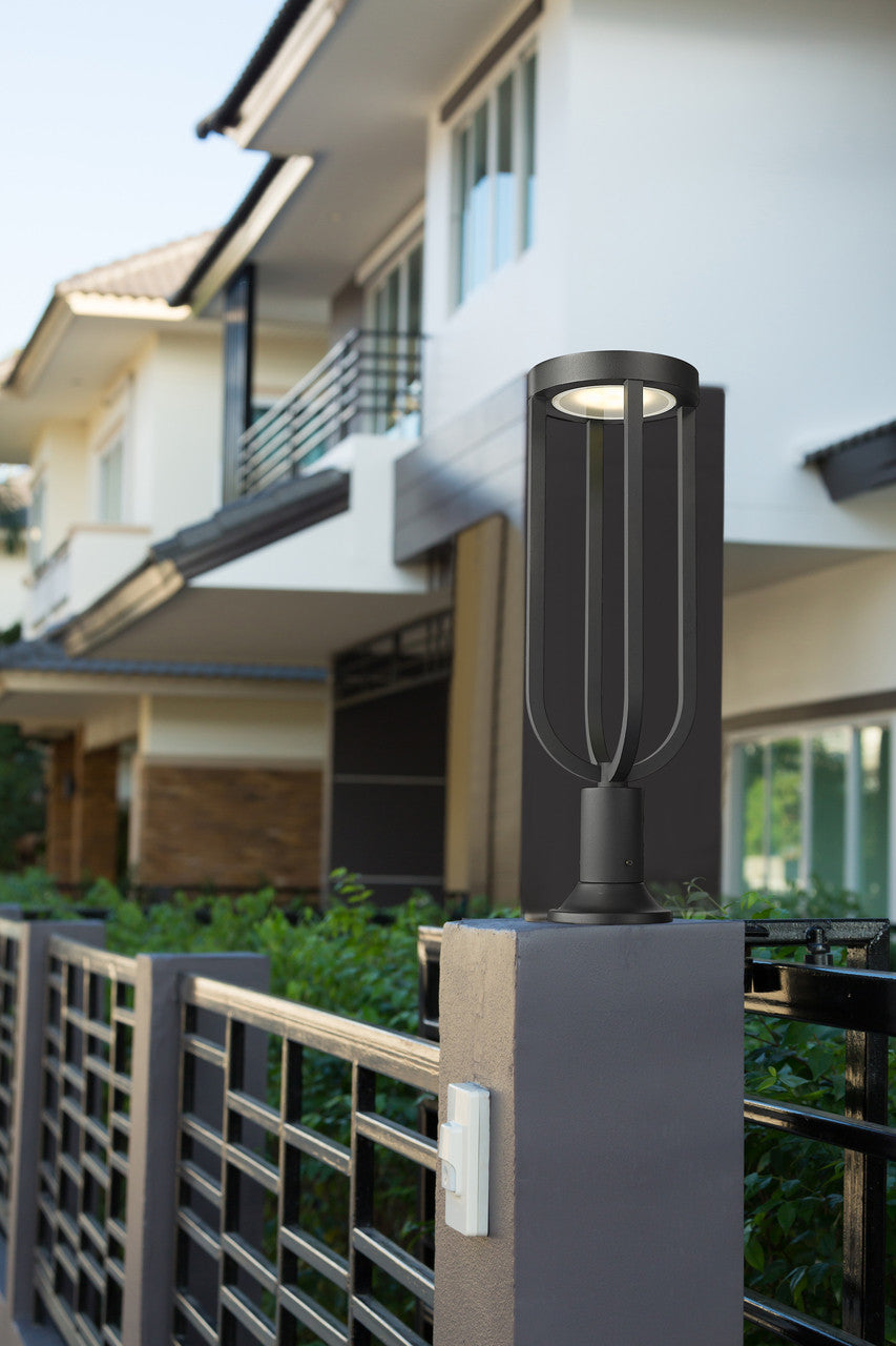 Z-Lite Leland 1 Light Outdoor Pier Mounted Fixture in Sand Black 5005PHB-553PM-BK-LED