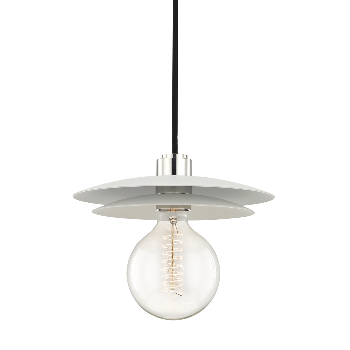 Mitzi 1 Light Pendant in Polished Nickel/White H175701L-PN/WH