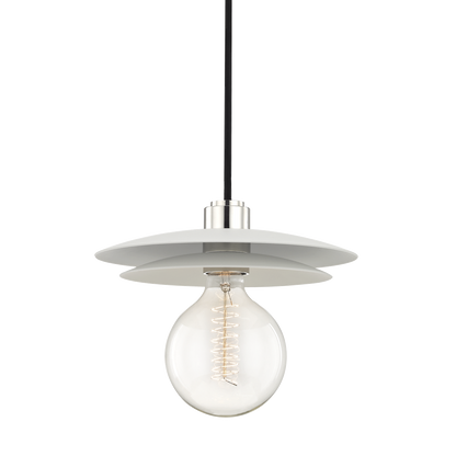 Mitzi 1 Light Pendant in Polished Nickel/White H175701L-PN/WH