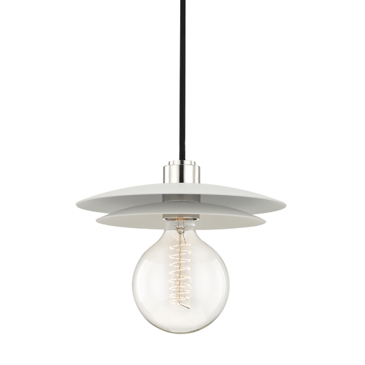 Mitzi 1 Light Pendant in Polished Nickel/White H175701L-PN/WH