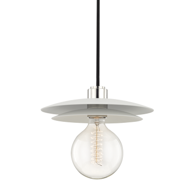 Mitzi 1 Light Pendant in Polished Nickel/White H175701L-PN/WH