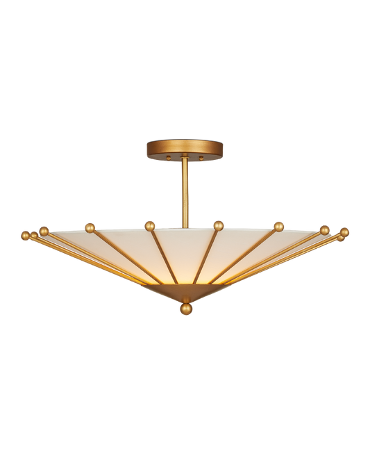 Currey & Co Epoch Semi-Flush Mount in Contemporary Gold Leaf/Sugar White 9000-1225