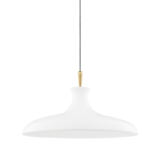 Mitzi 1 Light Pendant in Aged Brass/Soft Off White H421701L-AGB/WH