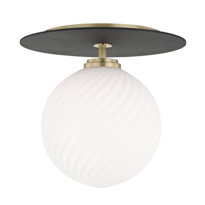 Mitzi 1 Light Semi Flush in Aged Brass/Black H200501L-AGB/BK