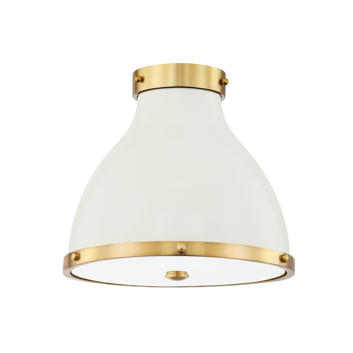 Hudson Valley Lighting Painted No. 3 Flush Mount in Aged Brass/off White MDS360-AGB/OW