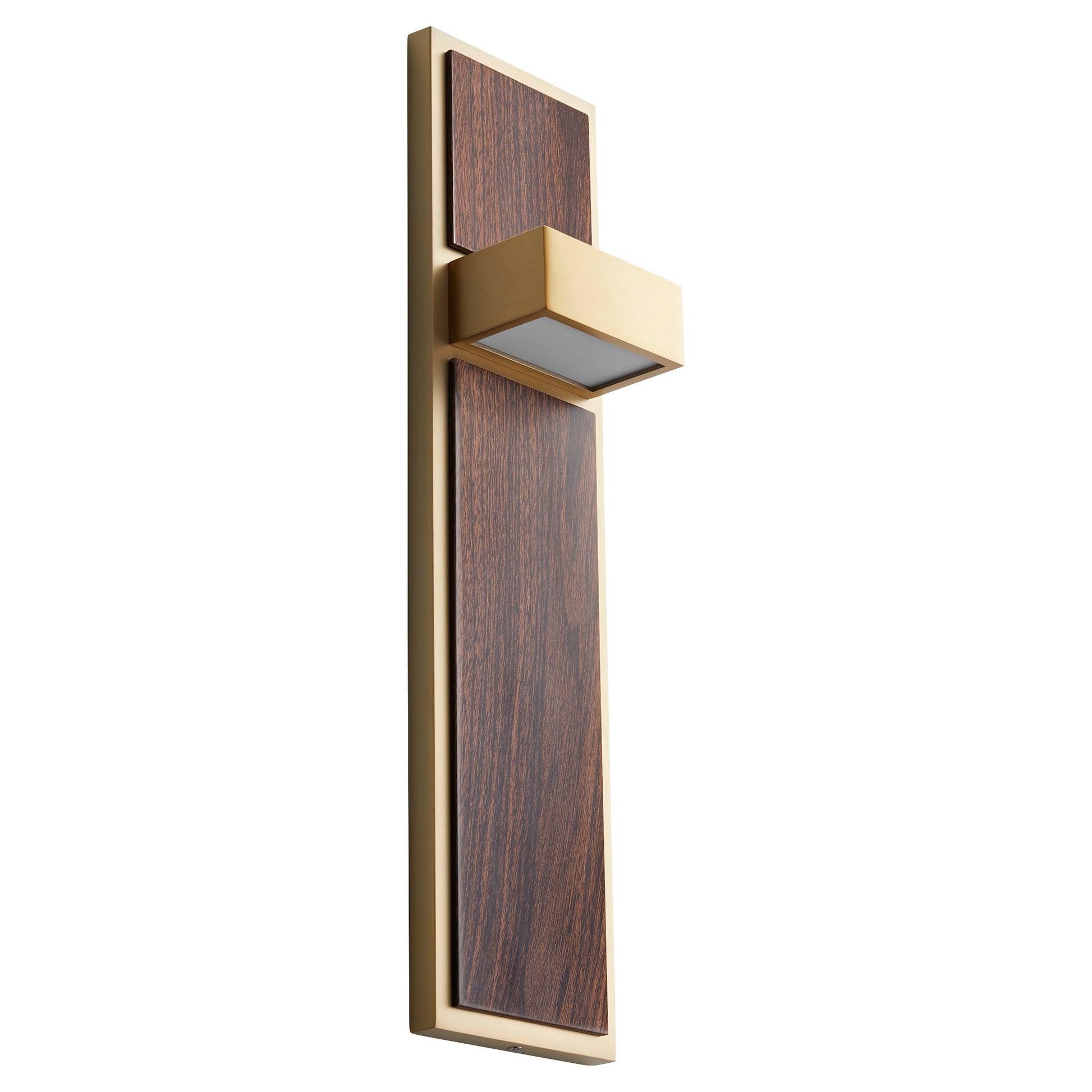 Oxygen Lighting Guapo Sconce in Aged Brass w/ Walnut 3-401-40