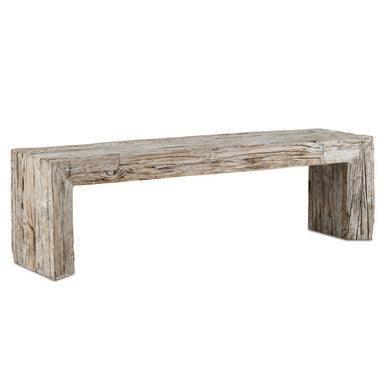 Currey & Co. Kanor Whitewash Bench 3000-0216