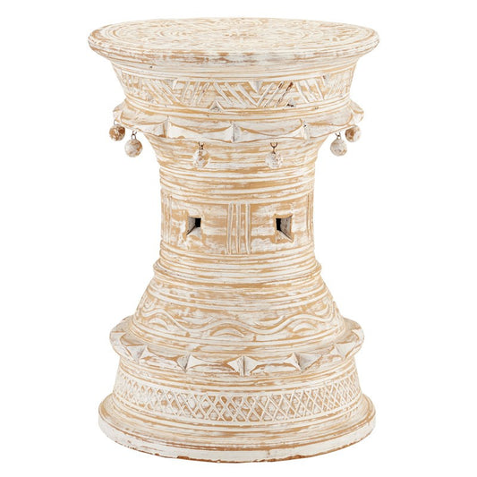 Currey & Co. Bavi Whitewash Accent Table 3000-0238