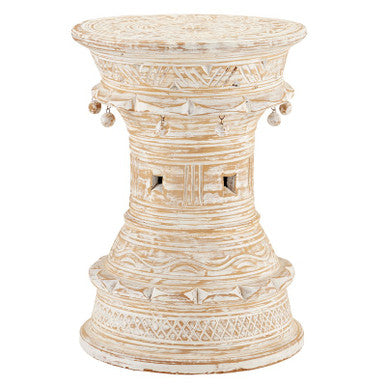 Currey & Co. Bavi Whitewash Accent Table 3000-0238