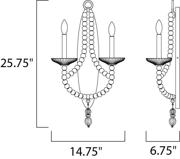 Maxim Paris 2-Light Wall Sconce in Polished Nickel 30002CLPN