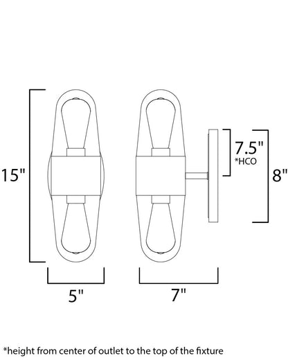 Maxim Lido 2-Light Outdoor Wall Sconce in Antique Pecan / Black 30012CDAPBK