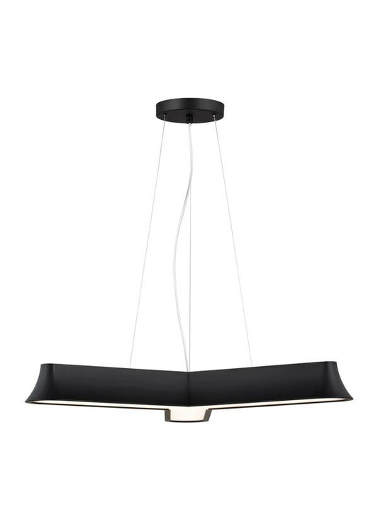 Generation Lighting  Vaughn contemporary dimmable indoor 3-light chandelier in a midnight black finish with frosted acrylic shades 3001303-112