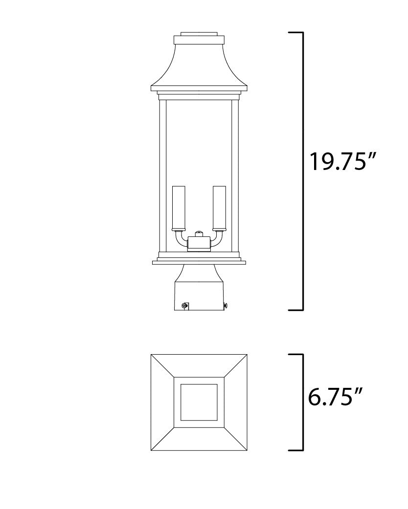 Maxim Vicksburg 2-Light Outdoor Post Mount in Black 30020CLBK