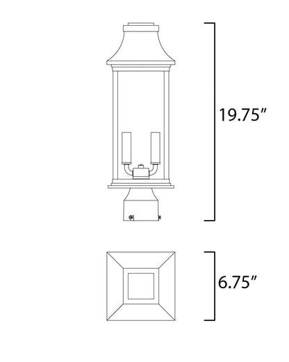 Maxim Vicksburg 2-Light Outdoor Post Mount in Black 30020CLBK