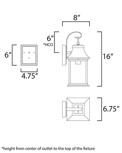 Maxim Vicksburg 1-Light Small Outdoor Wall Sconce in Black 30022CLBK