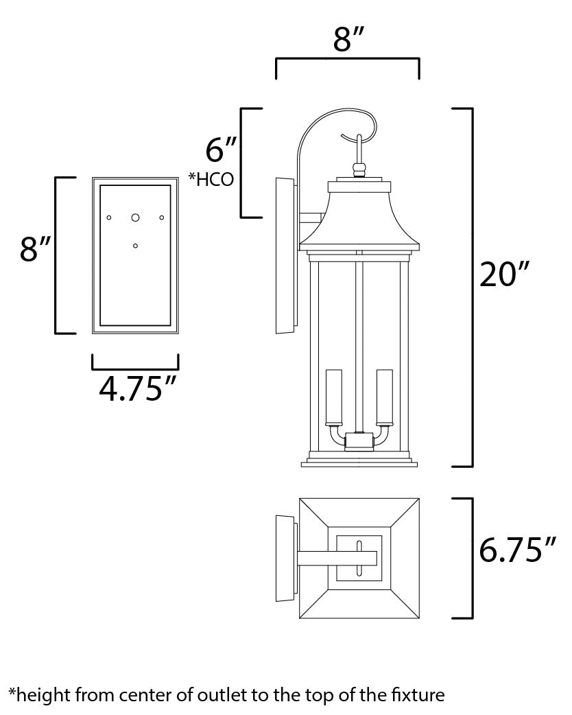 Maxim Vicksburg 2-Light Medium Outdoor Wall Sconce in Black 30023CLBK