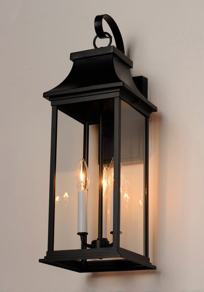 Maxim Vicksburg 3-Light Large Outdoor Wall Sconce in Black 30024CLBK