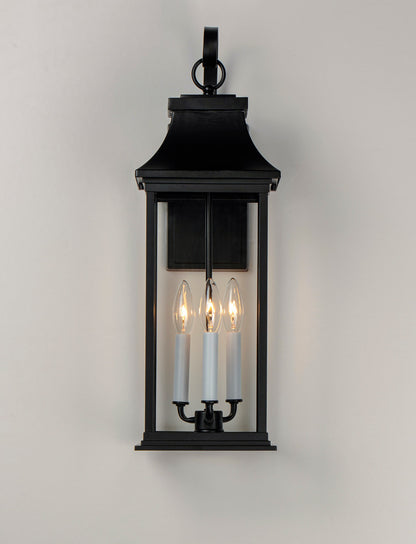 Maxim Vicksburg 3-Light Large Outdoor Wall Sconce in Black 30024CLBK