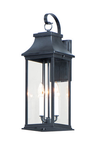 Maxim Vicksburg 3-Light Large Outdoor Wall Sconce in Black 30024CLBK